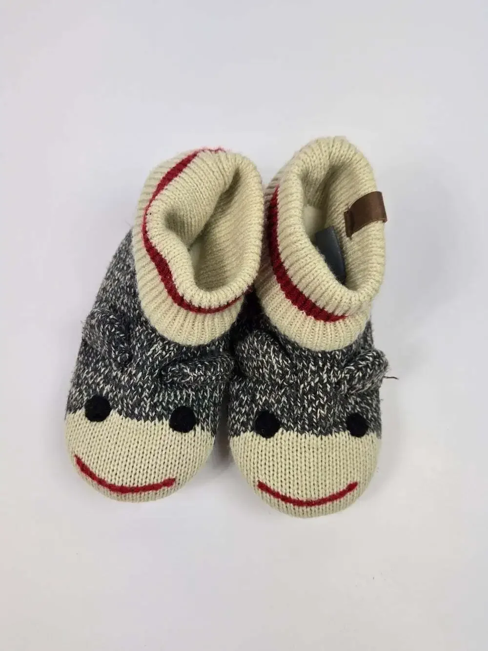 Roots Kids Sock Monkey Knit Slippers Baby 12-24 Months US Size 5-7